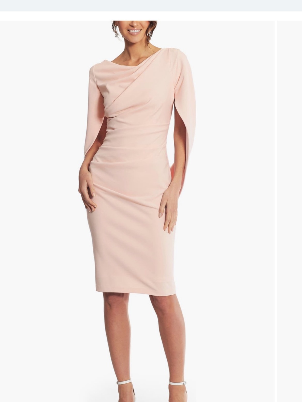 Betsy & Adam blush cape sleeve Midi Dress